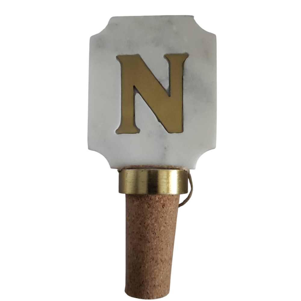 Mud Pie Initial Wine Topper, 3 1/2" x 2", N